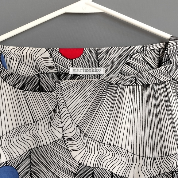 marimekko shift dress tunic, border print supergraphic, boatneck - Picture 6 of 6